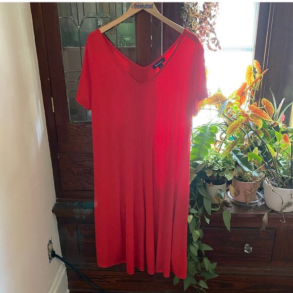 Roaman’s Red Swing Dress Plus Size 14/16 V-Neck Short Sleeve A-Line Midi - Picture 12 of 17